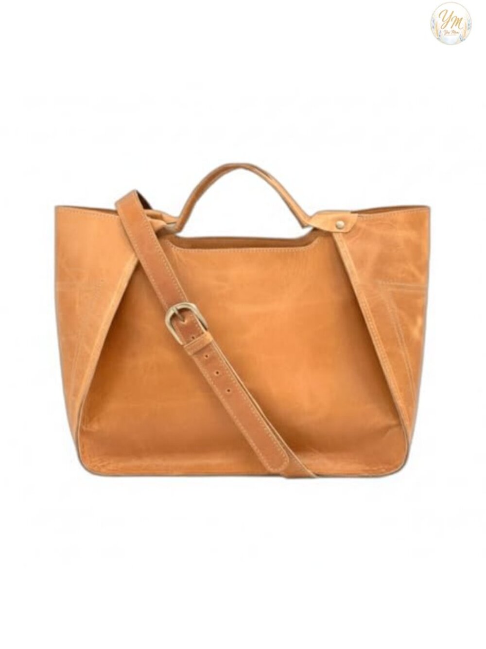 Genuine Leather Tote Bag Women Structured Work Handbag with Zipper